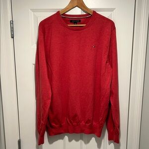 Tommy Hilfiger Men's Coral Red Crewneck Sweater